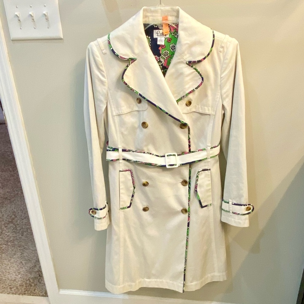 Lilly Pulitzer White Ally Trench Coat 4 Vintage